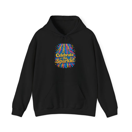 Celebrate the Sparkle Hoodie — Colorful Confetti Graphic Pullover