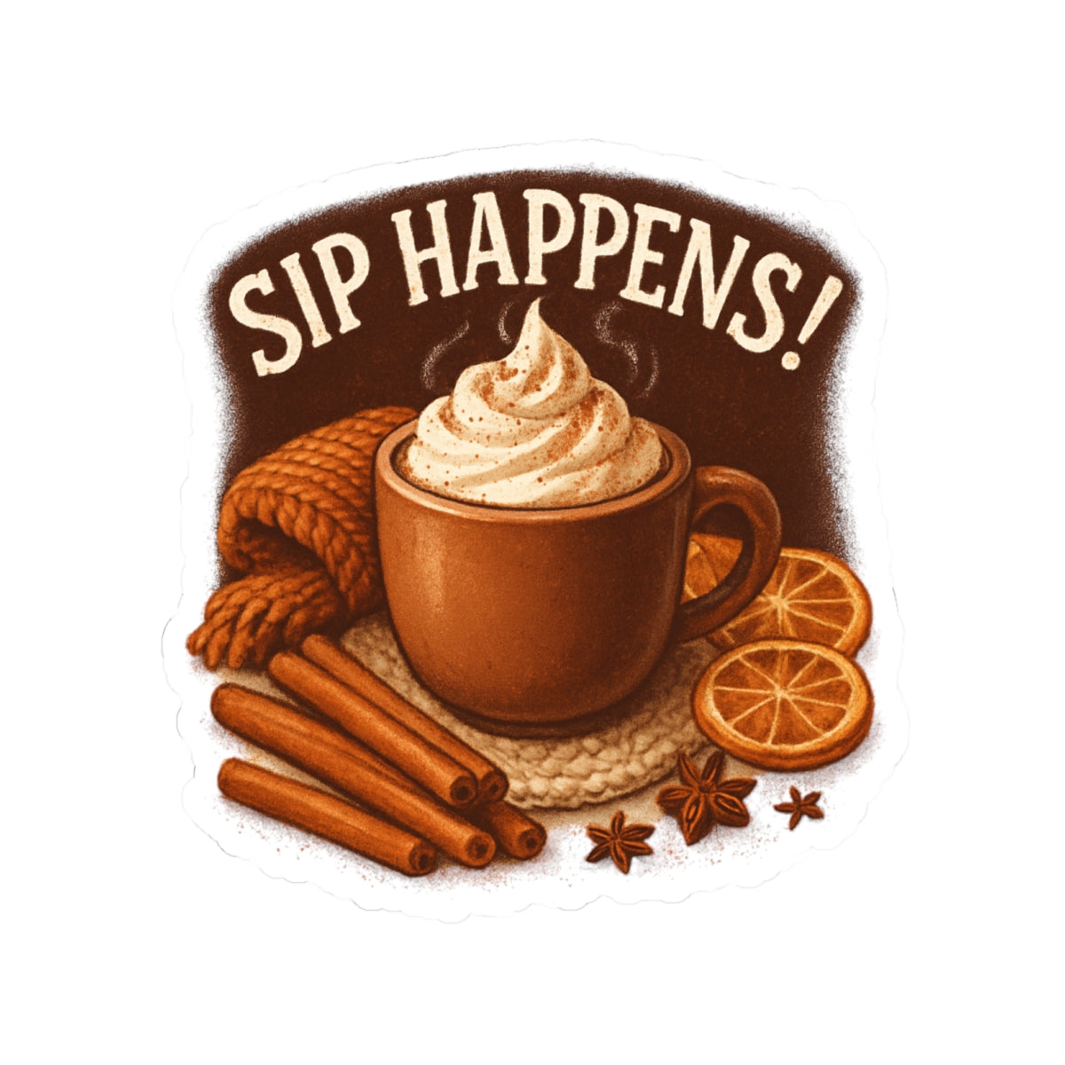 Sip Happens Coffee Stickers - Cozy Drink Inspired Kiss-Cut Stickers
