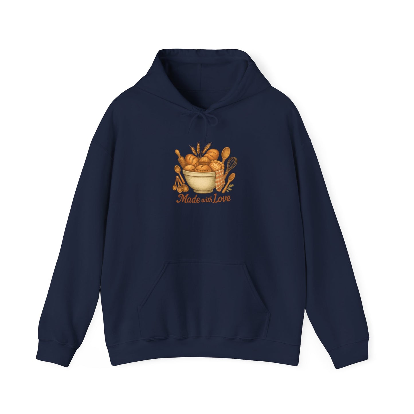 Hoodie — 'Made with Love' Bakery Illustration Cozy Chef Sweatshirt