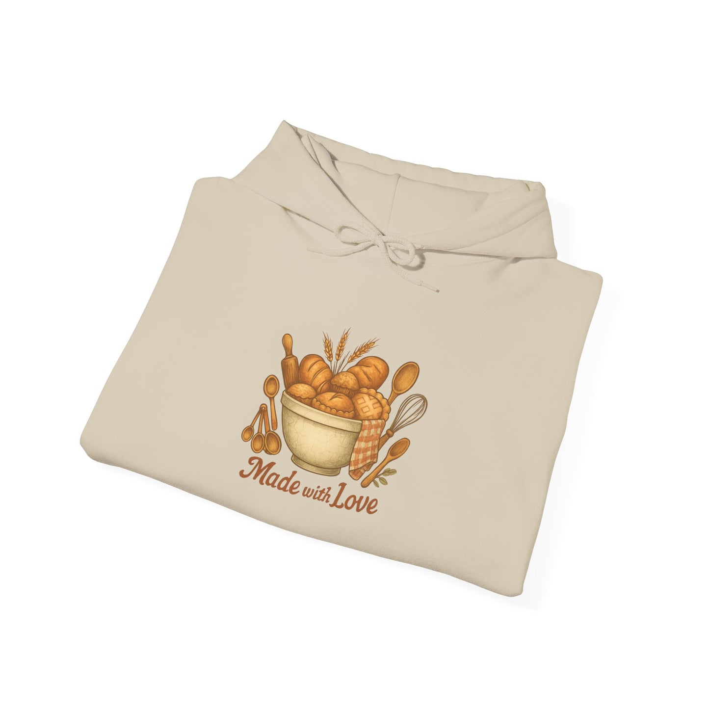 Hoodie — 'Made with Love' Bakery Illustration Cozy Chef Sweatshirt