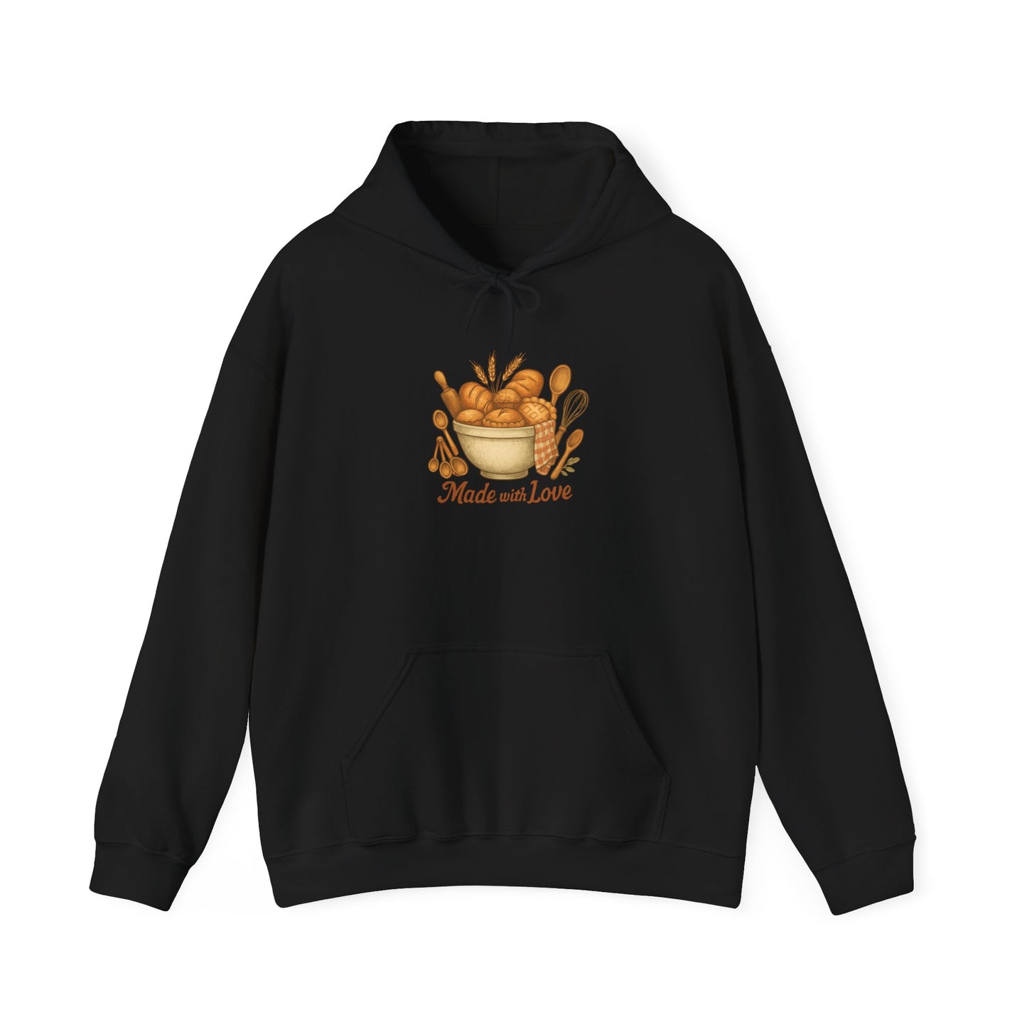 Hoodie — 'Made with Love' Bakery Illustration Cozy Chef Sweatshirt