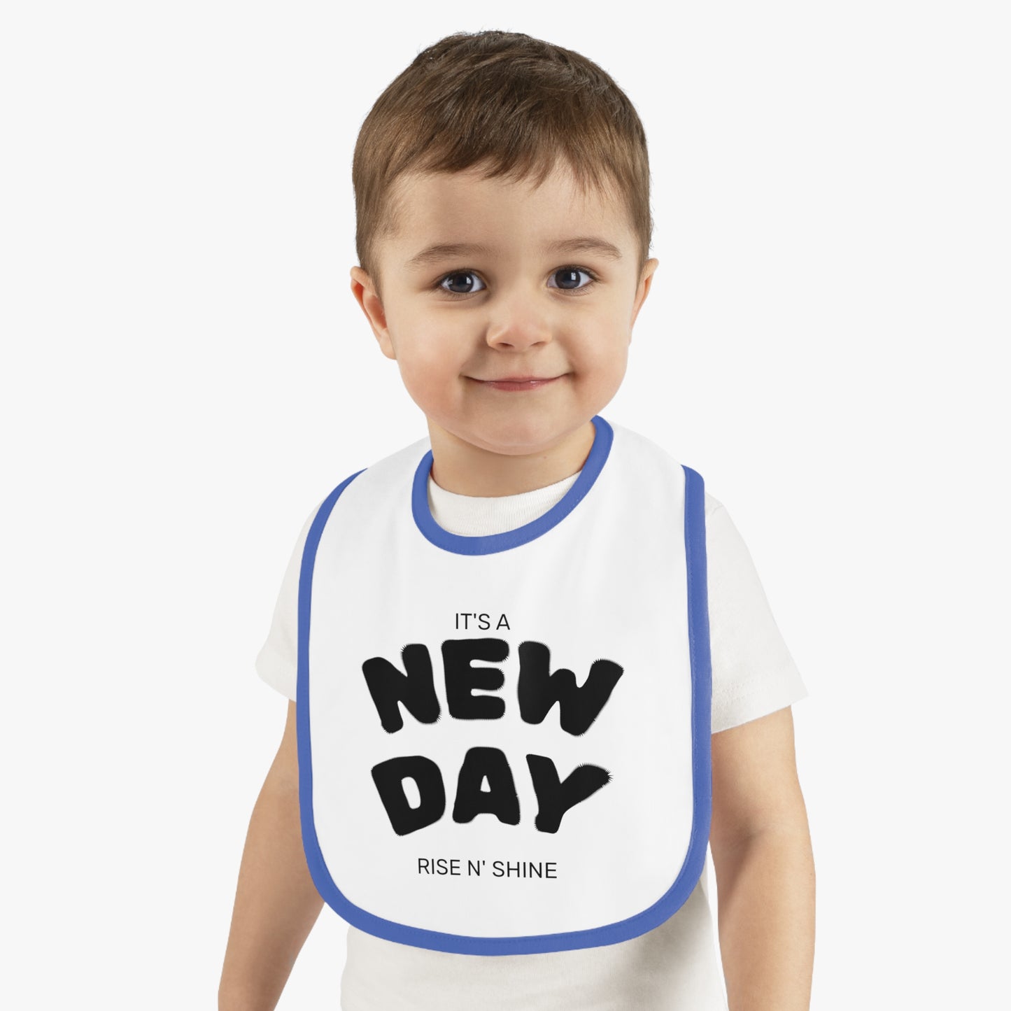 New Day Baby Bib - Contrast Trim, Cute Gift for Infants