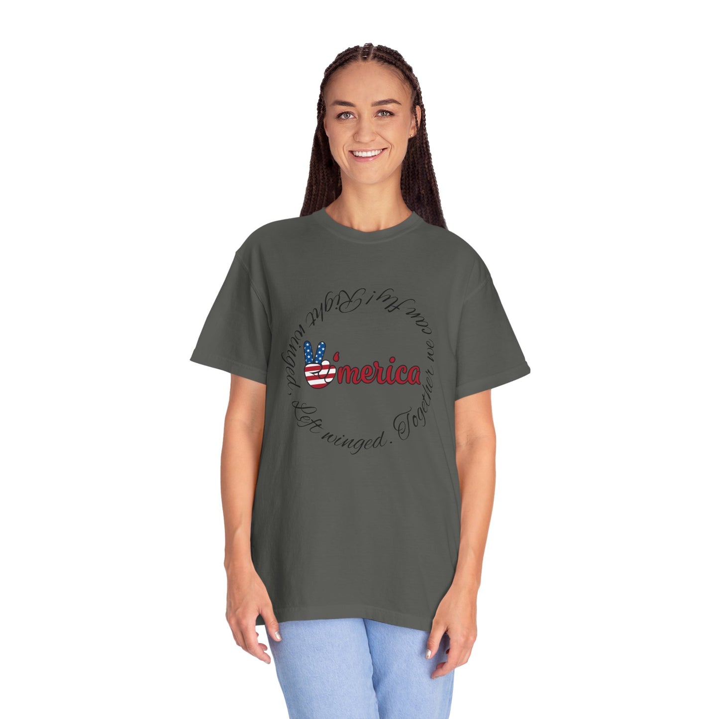 'Merica Patriotic T-Shirt — "Hand Raised" Statue of Liberty Graphic