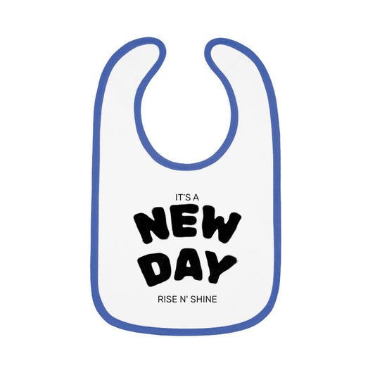 New Day Baby Bib - Contrast Trim, Cute Gift for Infants