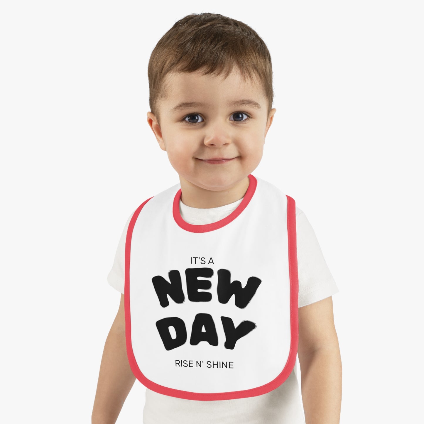 New Day Baby Bib - Contrast Trim, Cute Gift for Infants