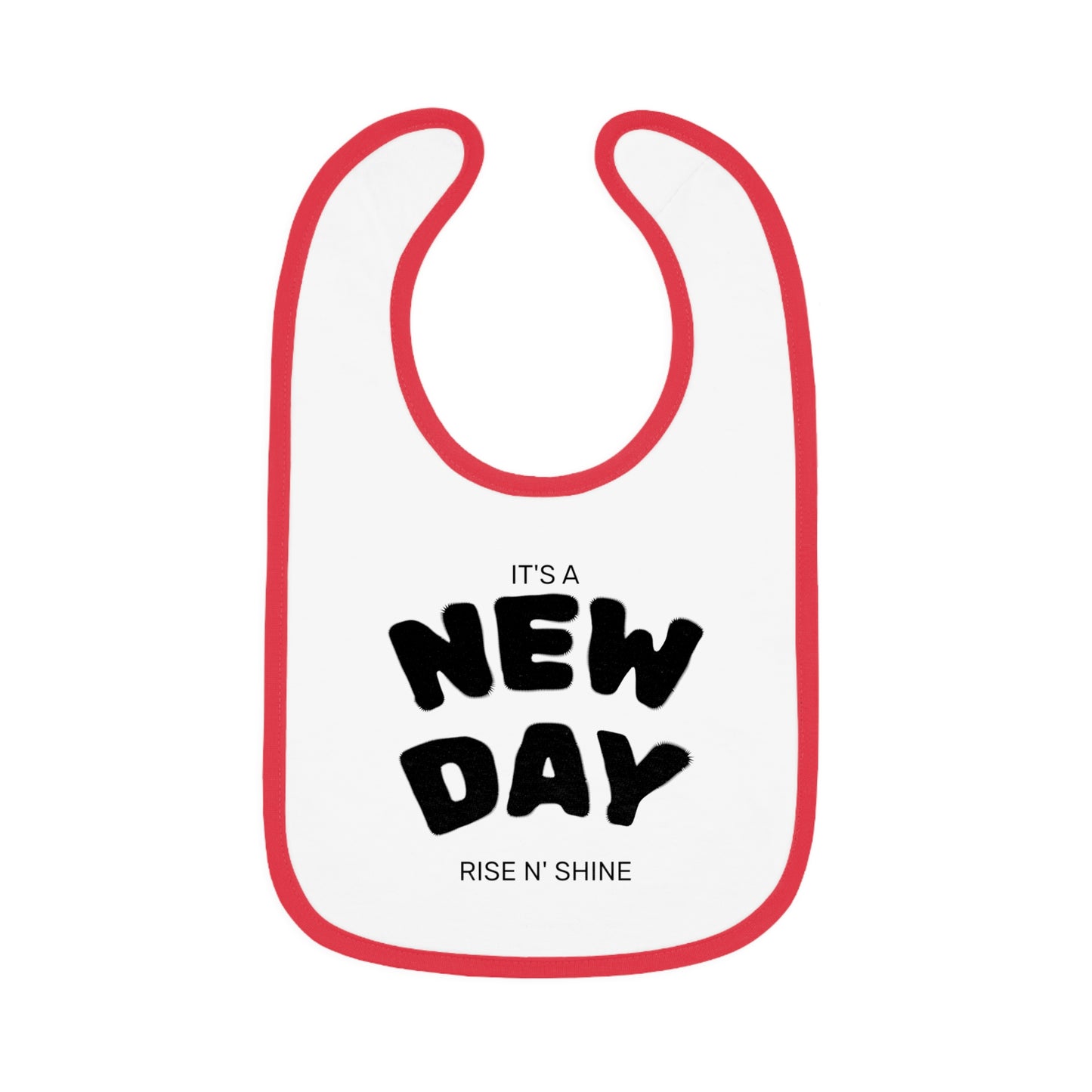 New Day Baby Bib - Contrast Trim, Cute Gift for Infants