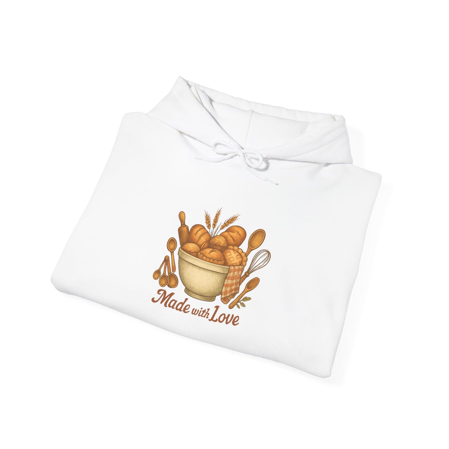 Hoodie — 'Made with Love' Bakery Illustration Cozy Chef Sweatshirt