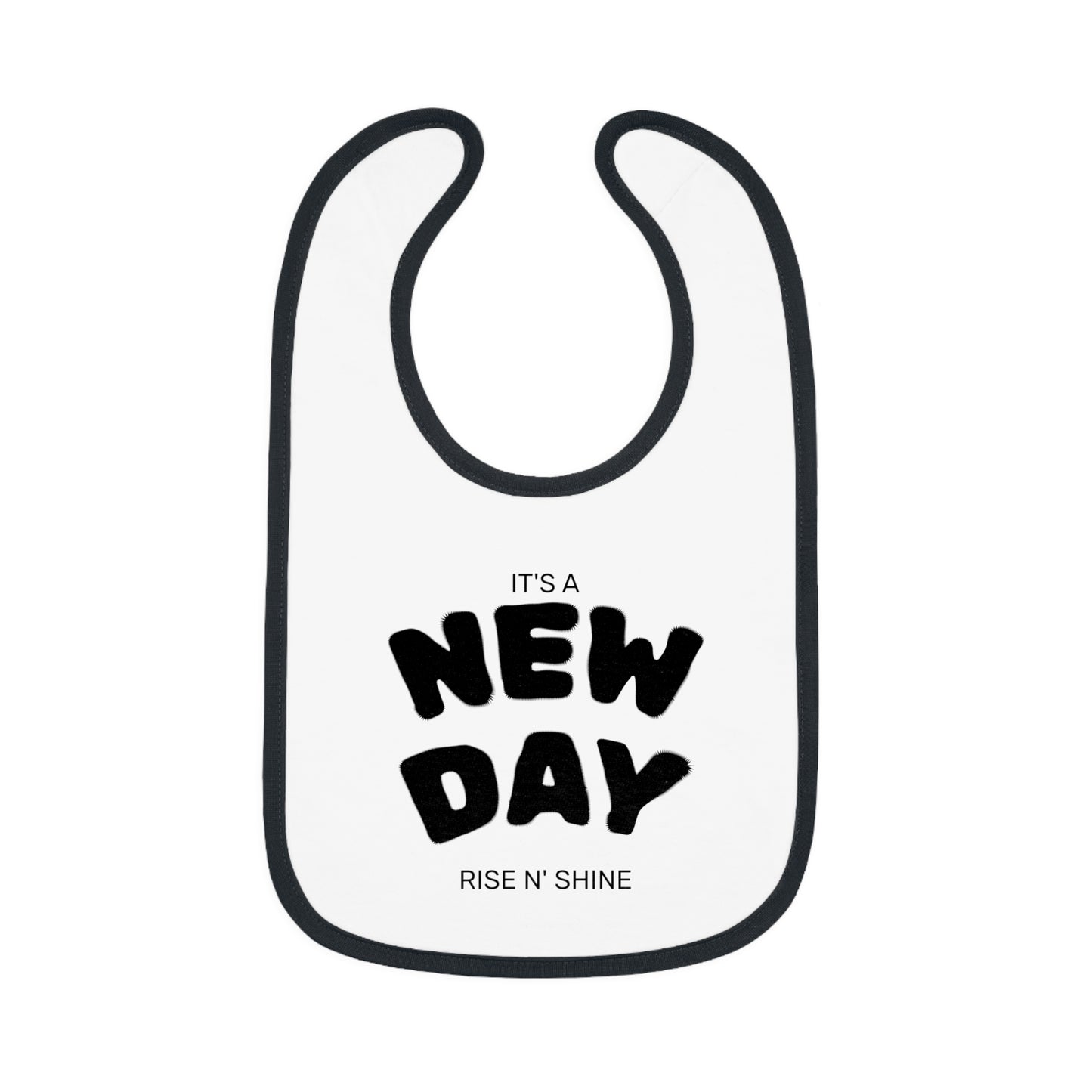 New Day Baby Bib - Contrast Trim, Cute Gift for Infants