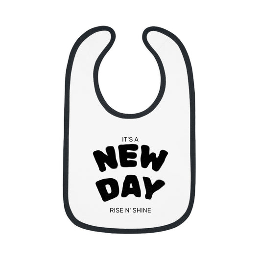 New Day Baby Bib - Contrast Trim, Cute Gift for Infants