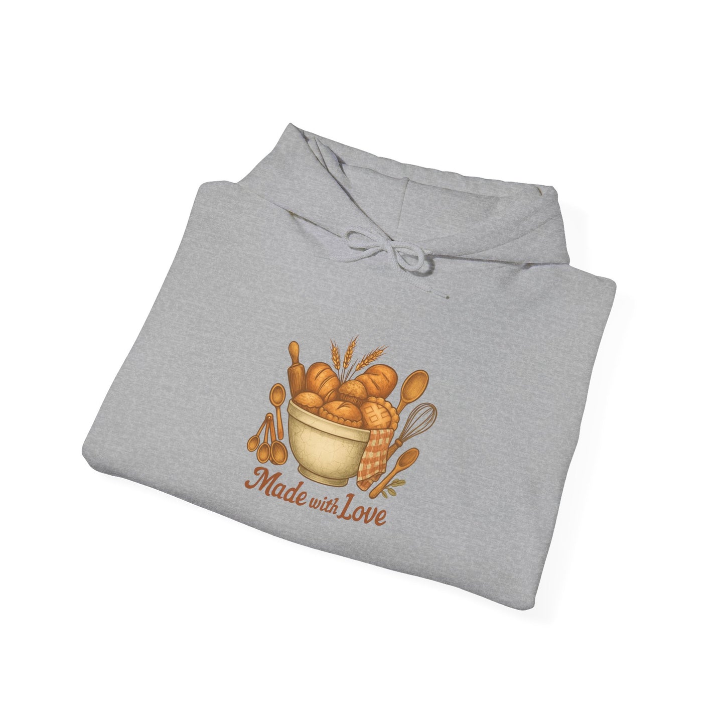 Hoodie — 'Made with Love' Bakery Illustration Cozy Chef Sweatshirt