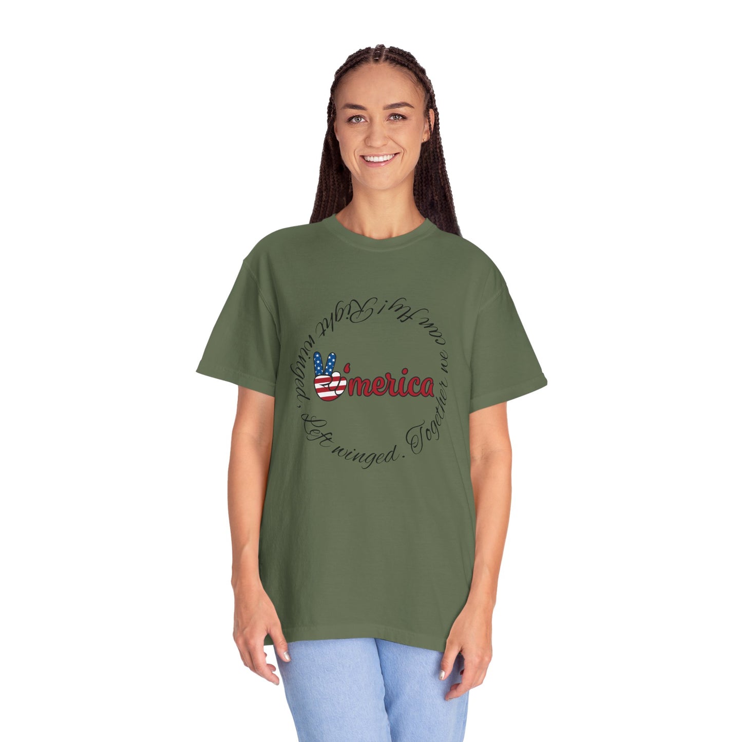 'Merica Patriotic T-Shirt — "Hand Raised" Statue of Liberty Graphic