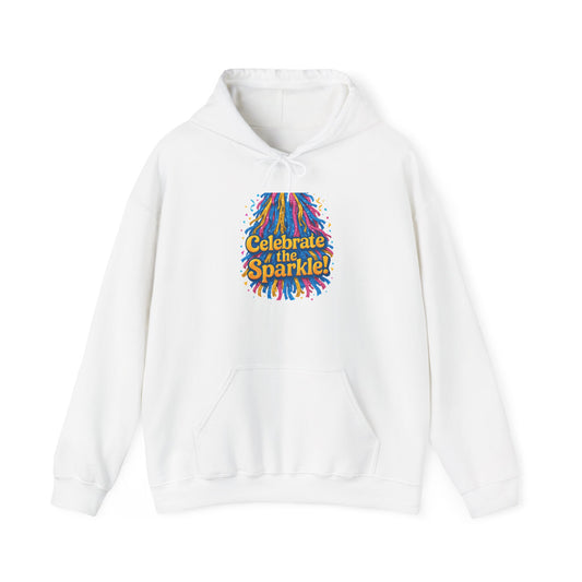 Celebrate the Sparkle Hoodie — Colorful Confetti Graphic Pullover