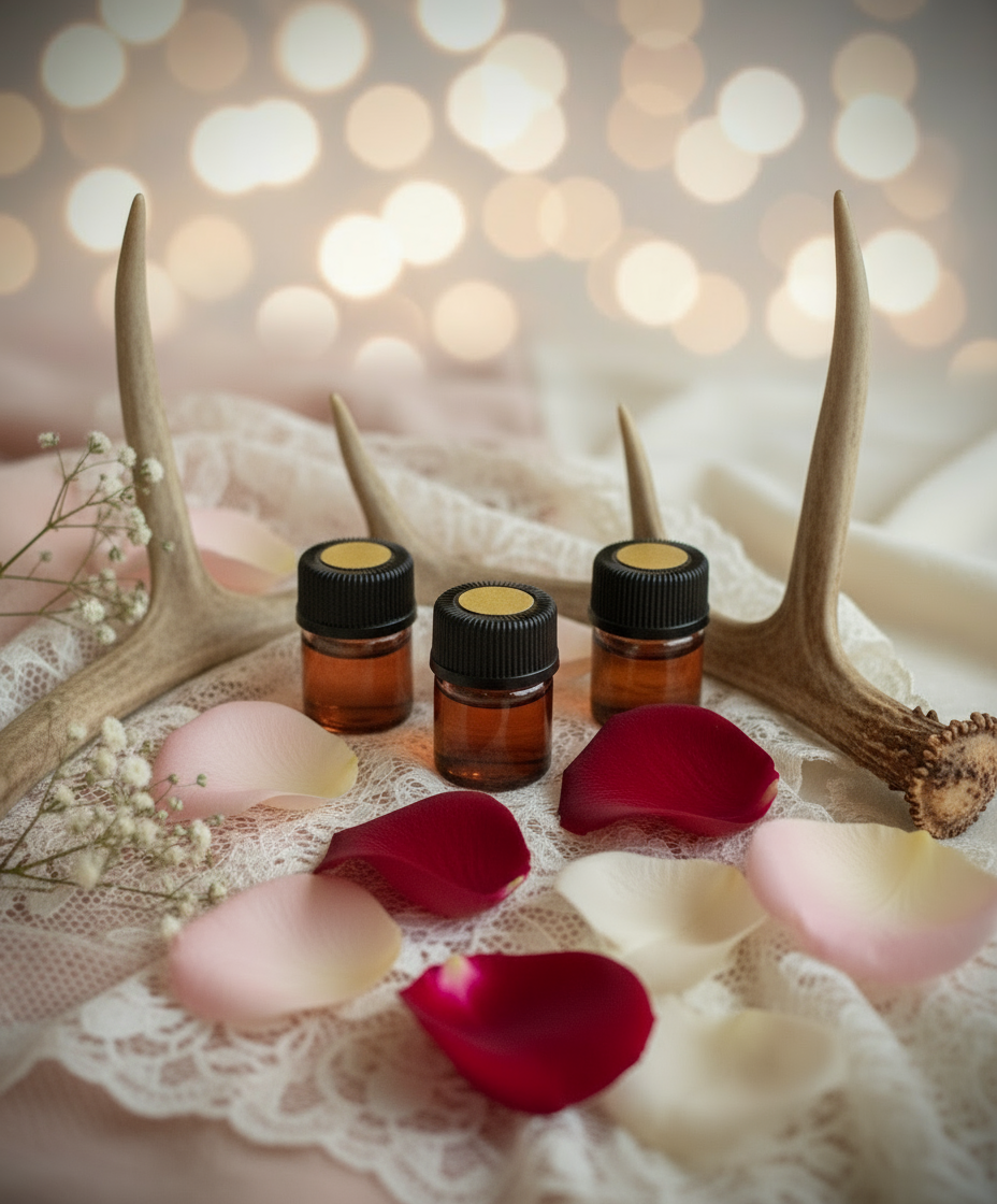 Product Photo with Antlers and Prominent Bottles